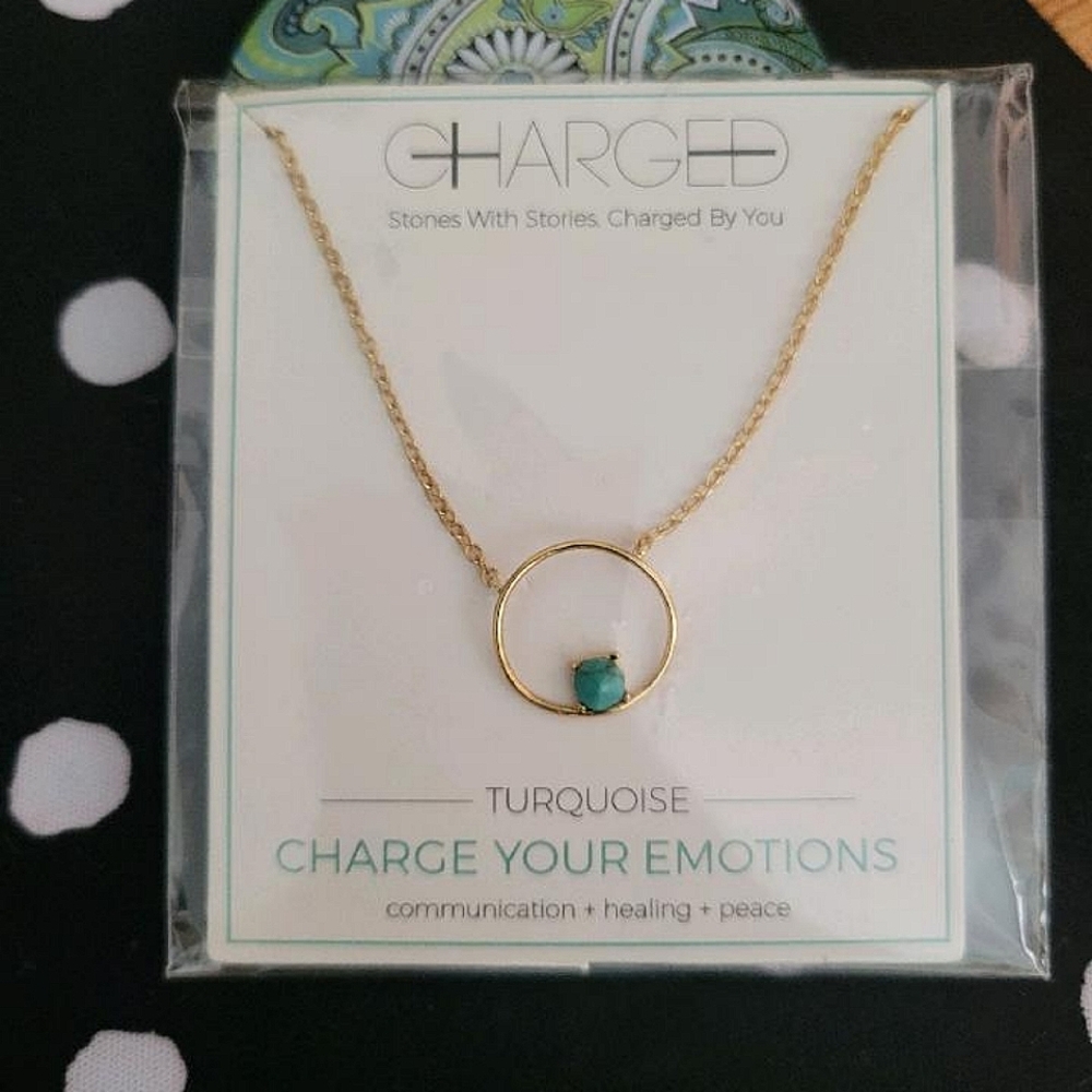 Charged By You Circle Pendant Necklace with Turquoise Stone